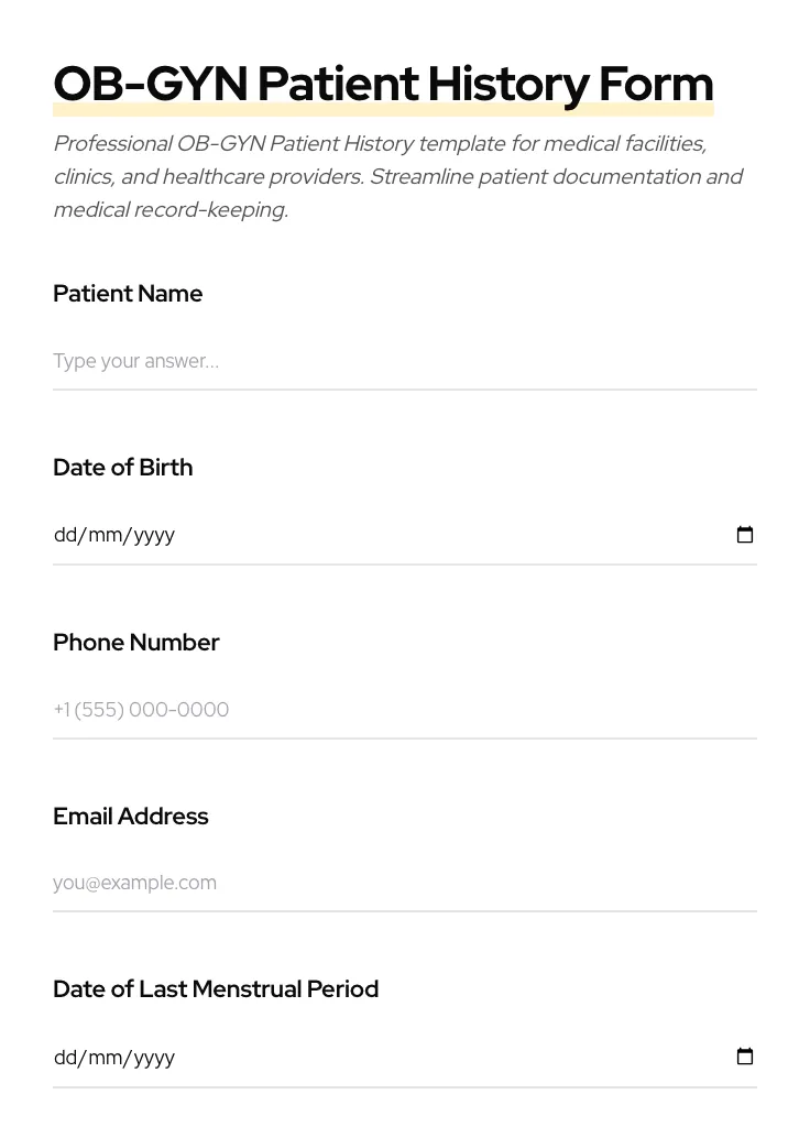 OB-GYN Patient History preview