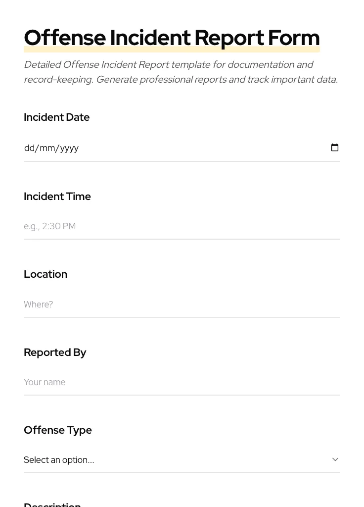Offense Incident Report preview