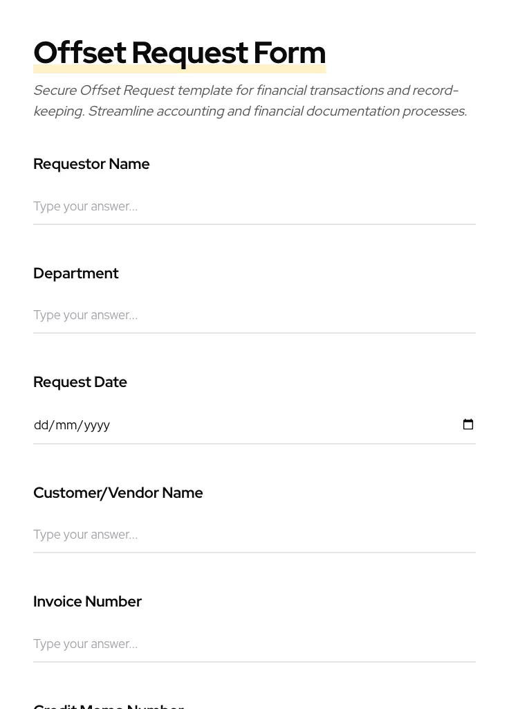 Offset Request preview