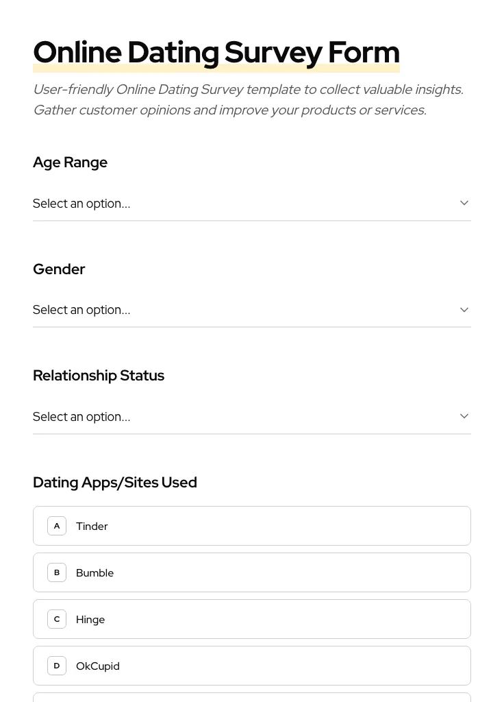 Online Dating Survey preview