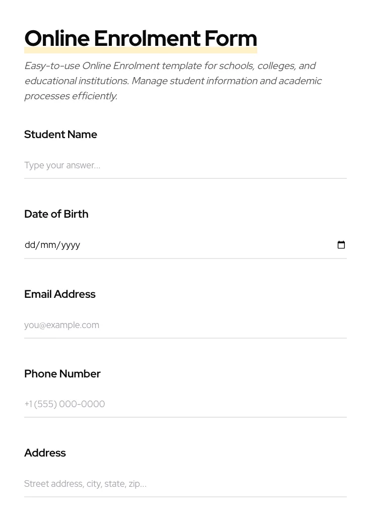 Online Enrolment preview