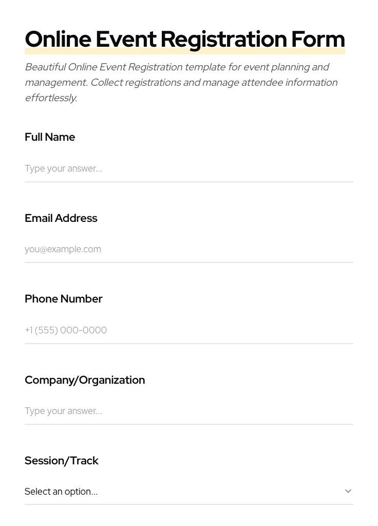 Online Event Registration preview
