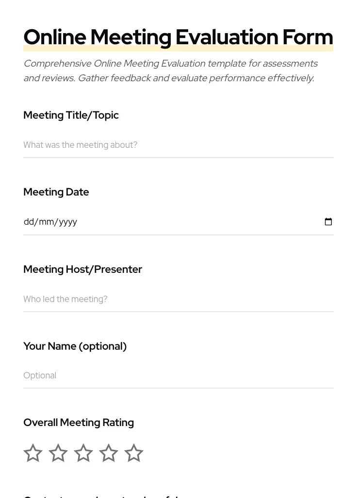 Online Meeting Evaluation preview