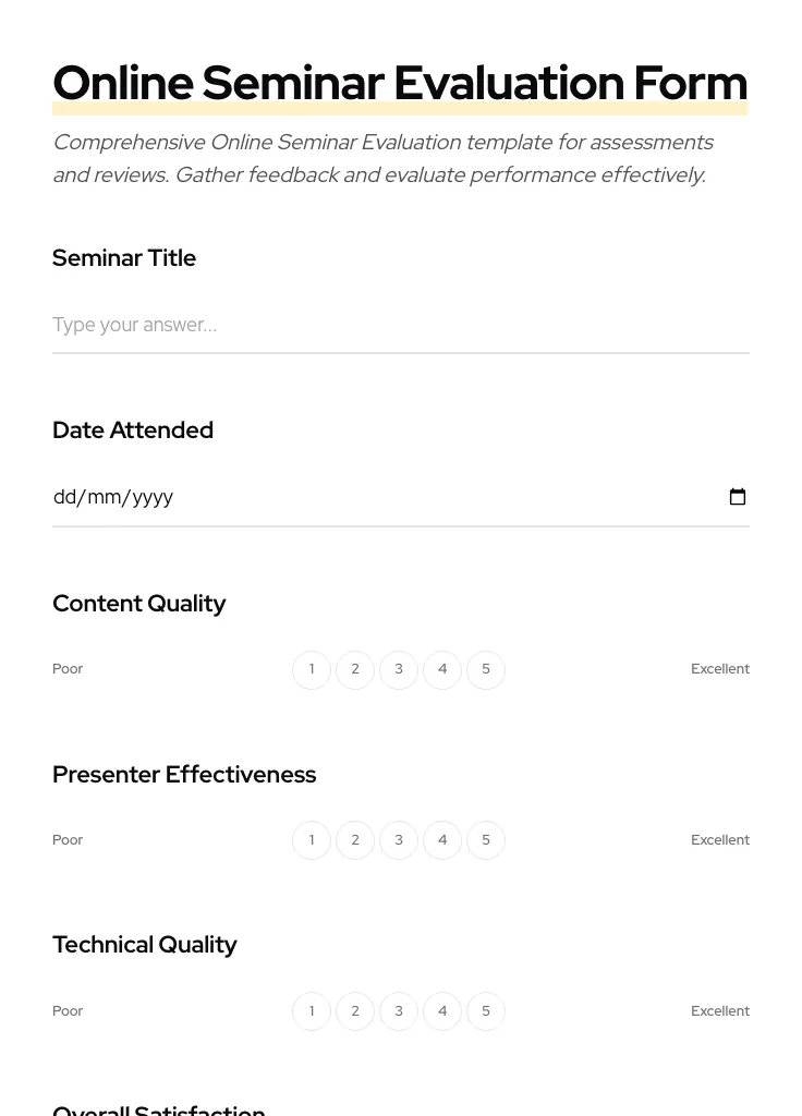Online Seminar Evaluation preview