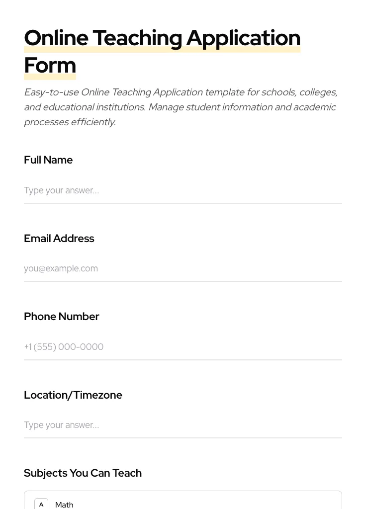Online Teaching Application preview