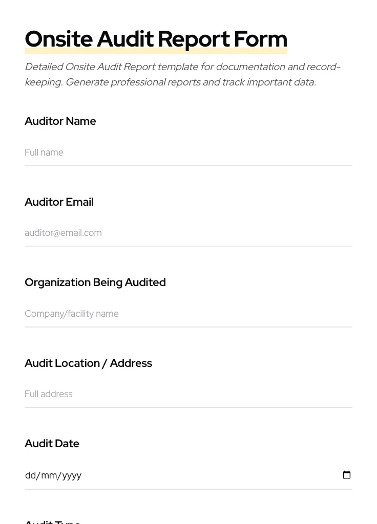 Onsite Audit Report preview