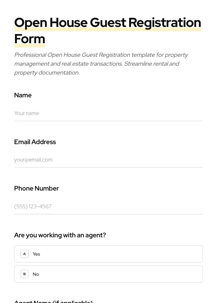 Open House Guest Registration preview