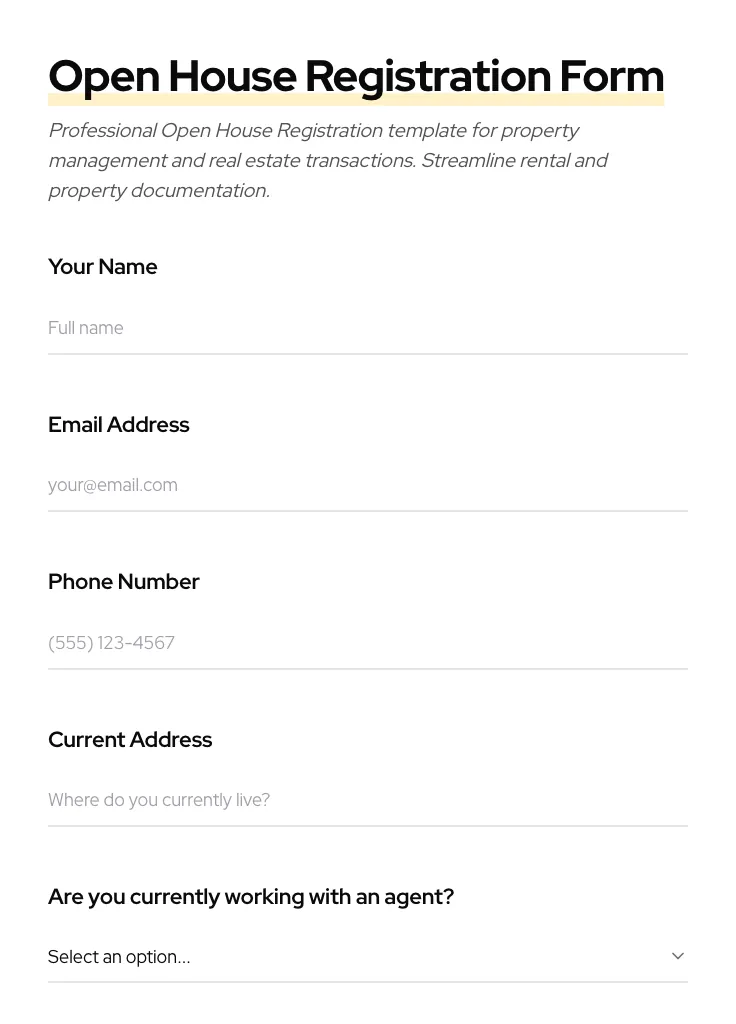 Open House Registration preview