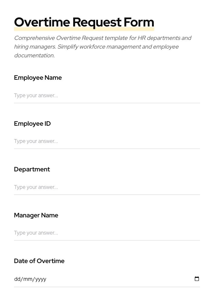 Overtime Request preview