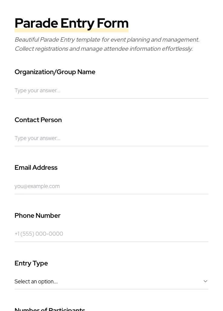 Parade Entry preview