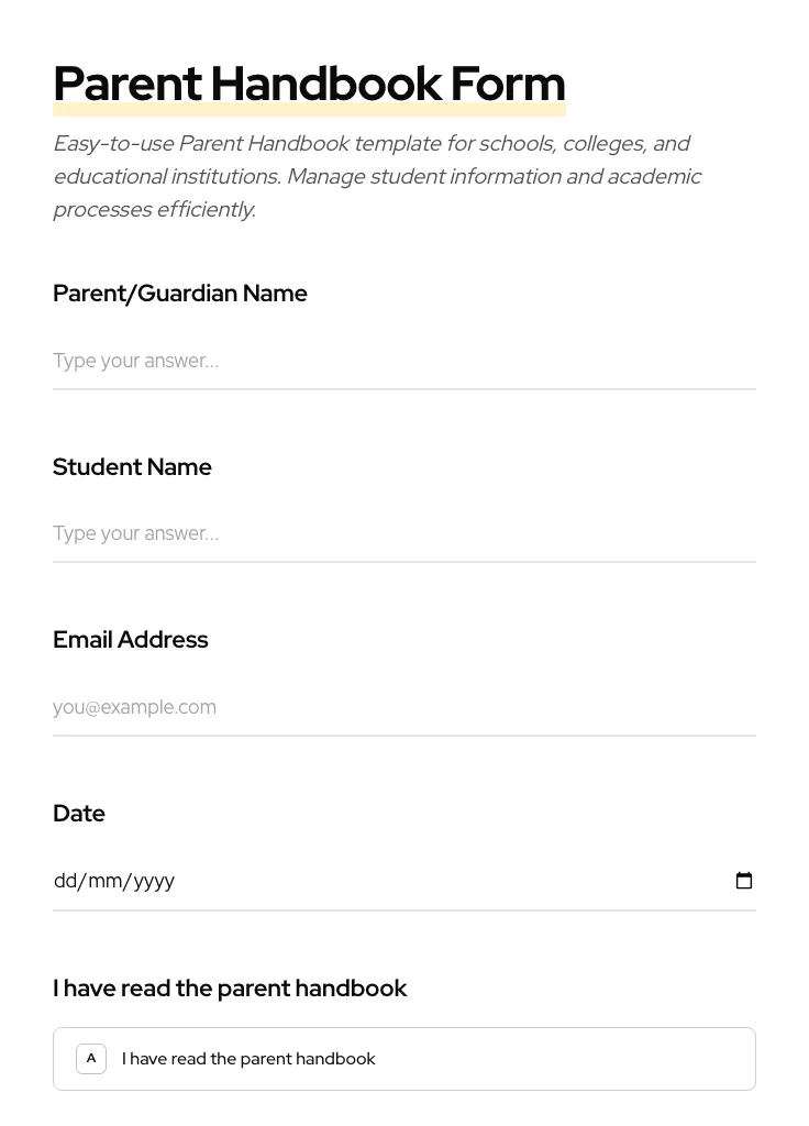 Parent Handbook preview