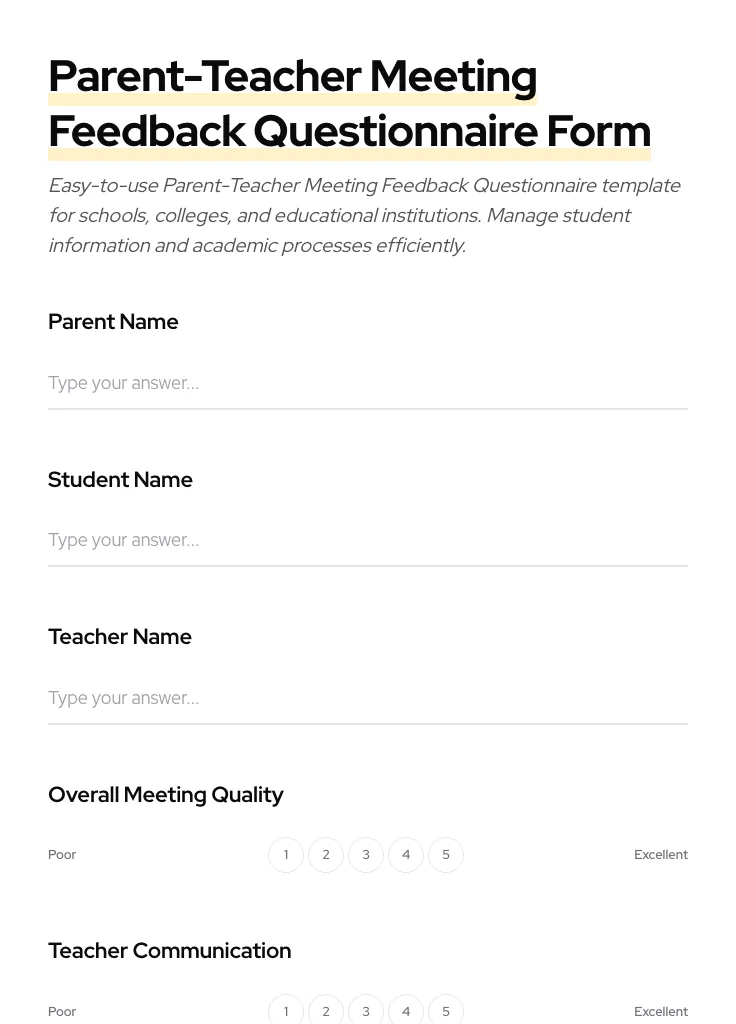 Parent-Teacher Meeting Feedback Questionnaire preview