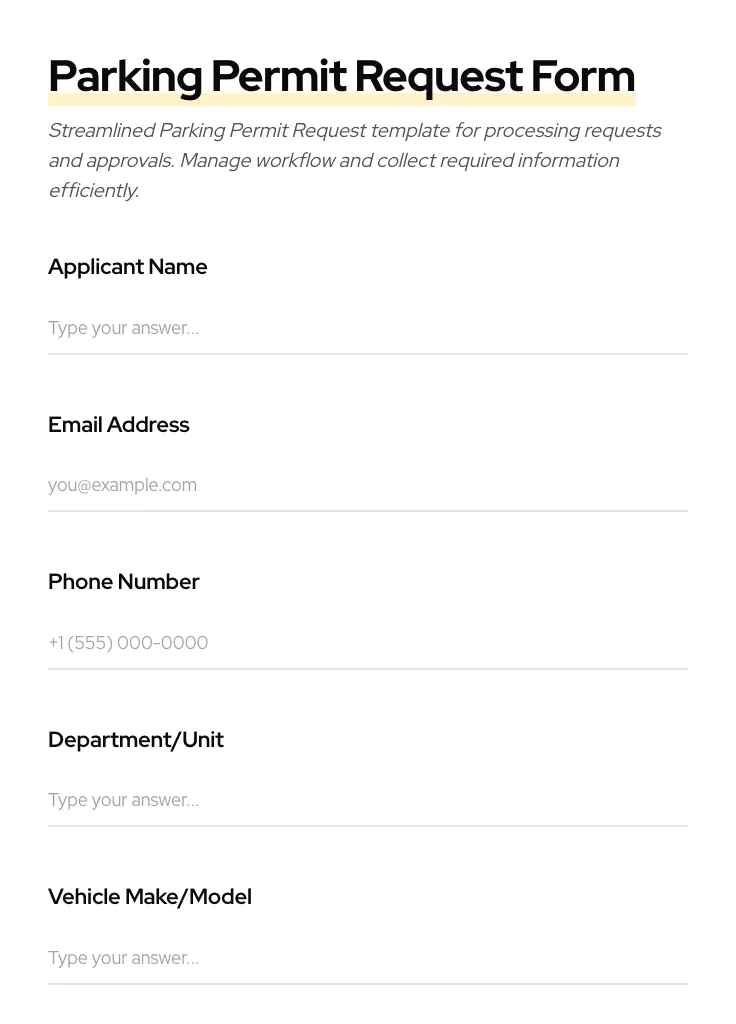 Parking Permit Request preview