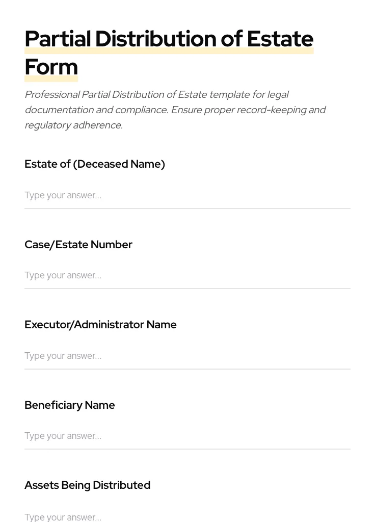 Partial Distribution of Estate preview