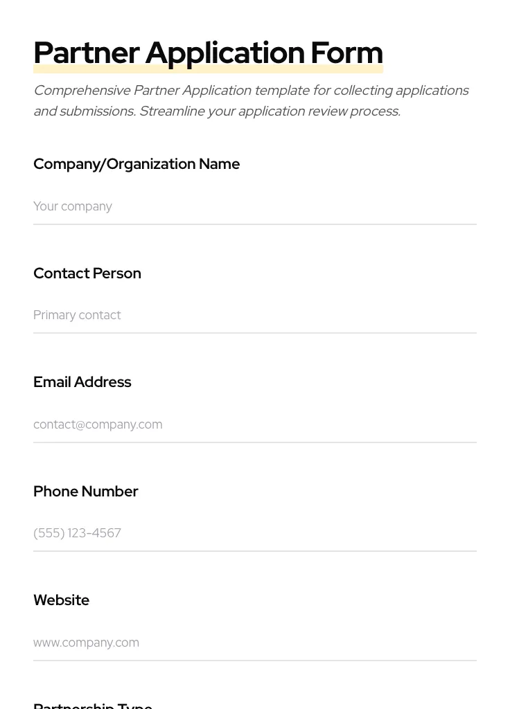Partner Application preview