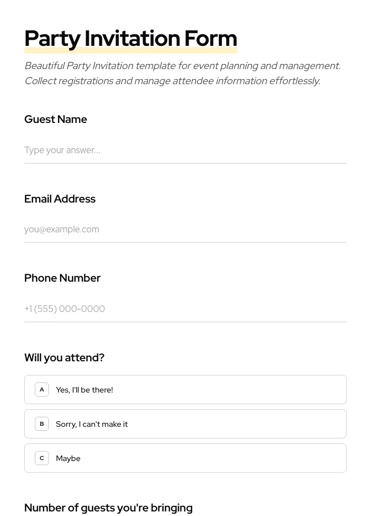 Party Invitation preview