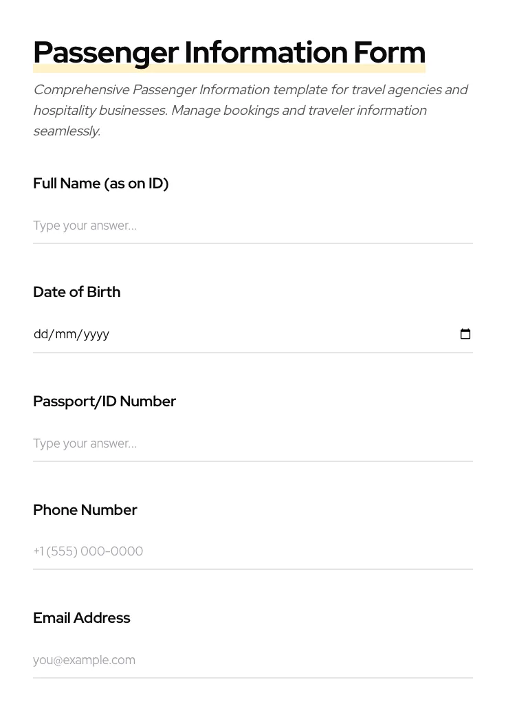 Passenger Information preview