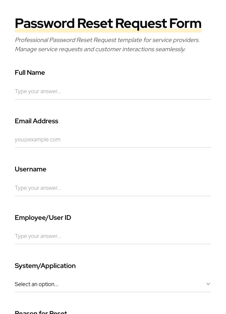 Password Reset Request preview