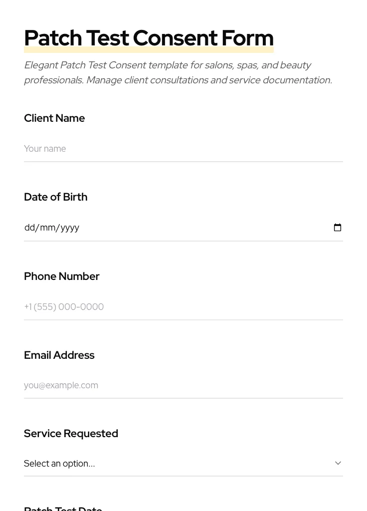 Patch Test Consent preview