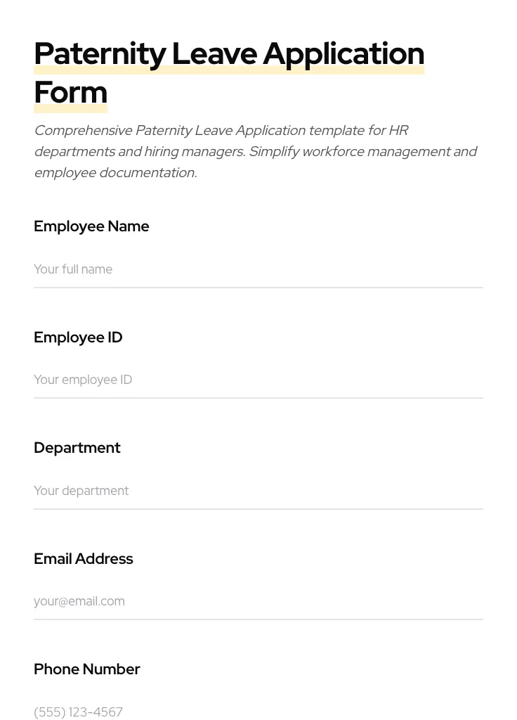 Paternity Leave Application preview