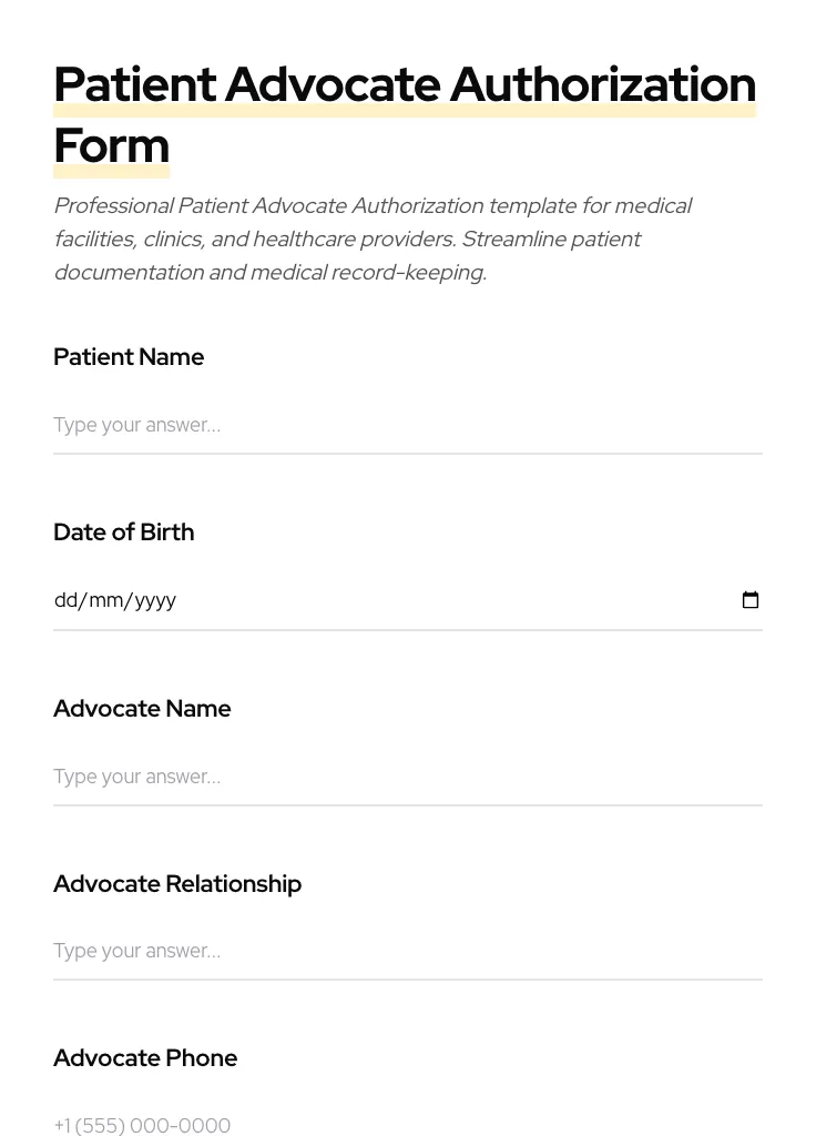 Patient Advocate Authorization preview