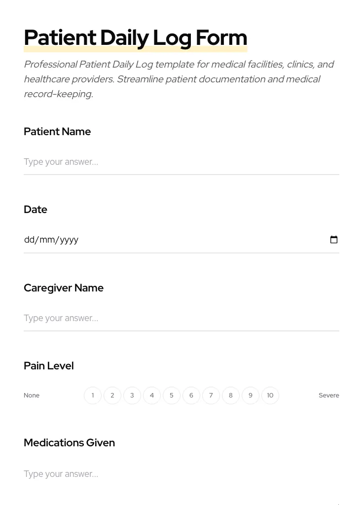 Patient Daily Log preview
