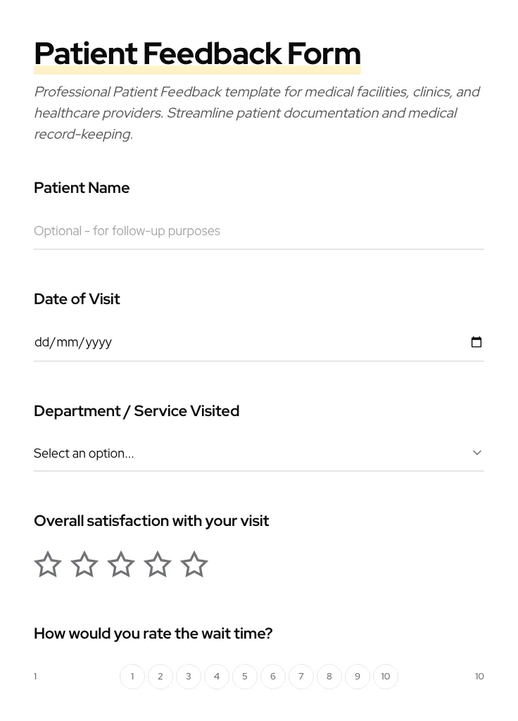 Patient Feedback preview