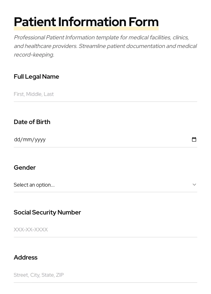 Patient Information preview
