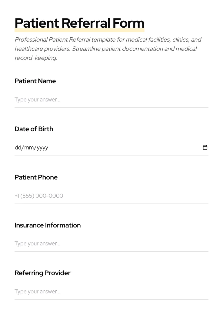 Patient Referral preview