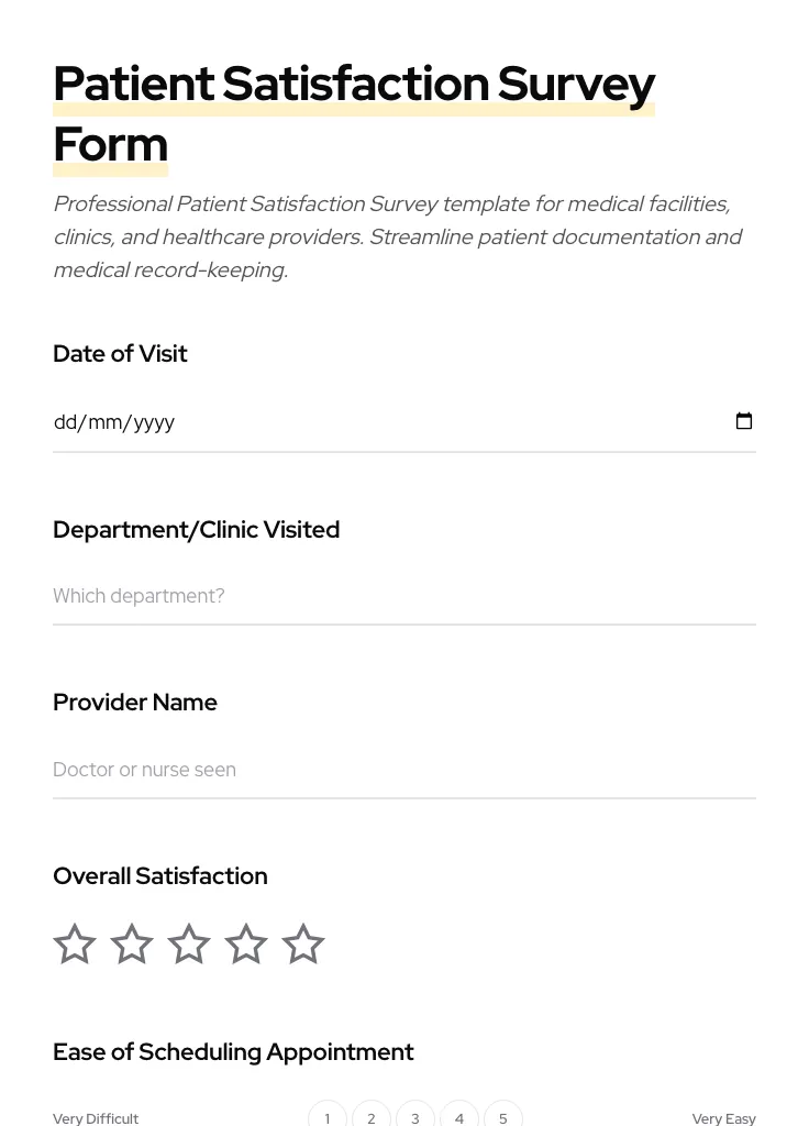 Patient Satisfaction Survey preview