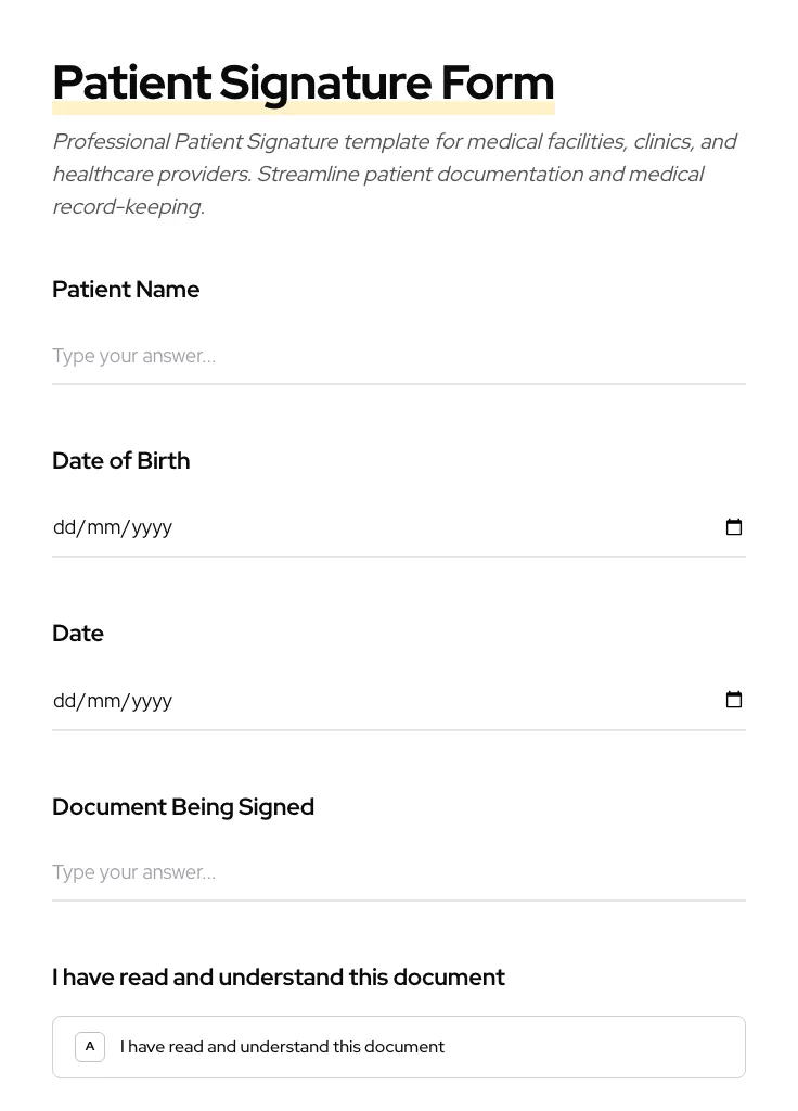 Patient Signature preview