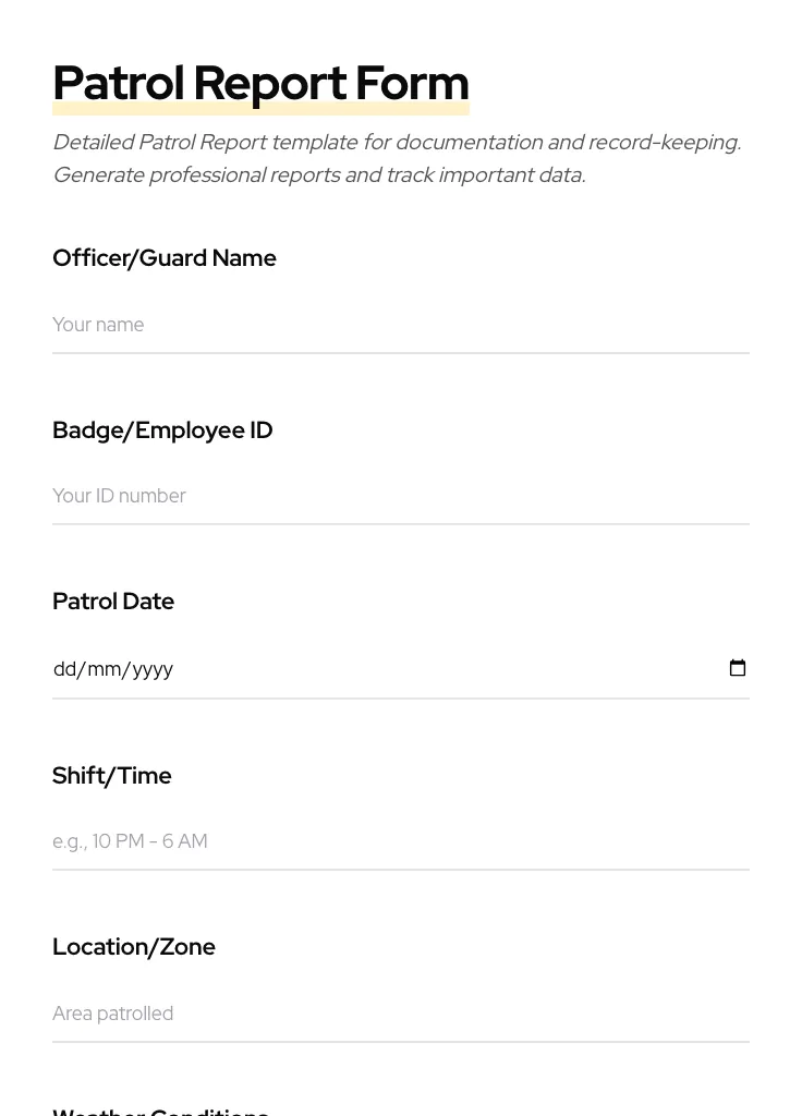Patrol Report preview