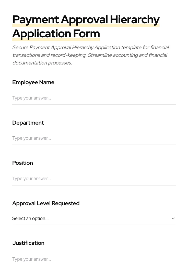 Payment Approval Hierarchy Application preview