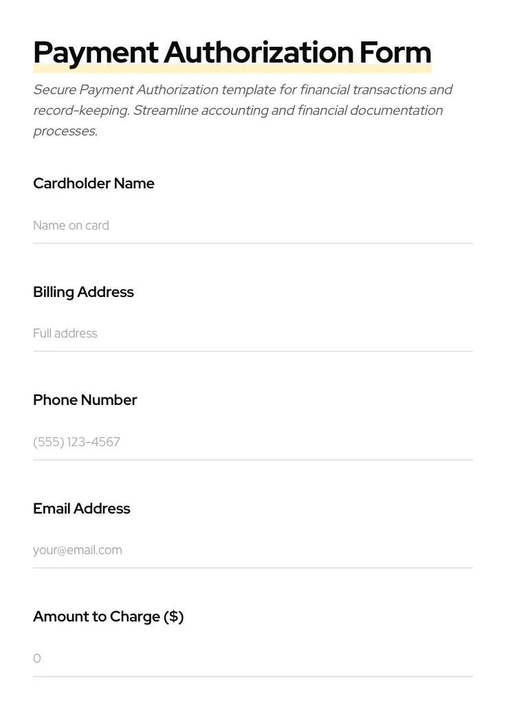 Payment Authorization preview