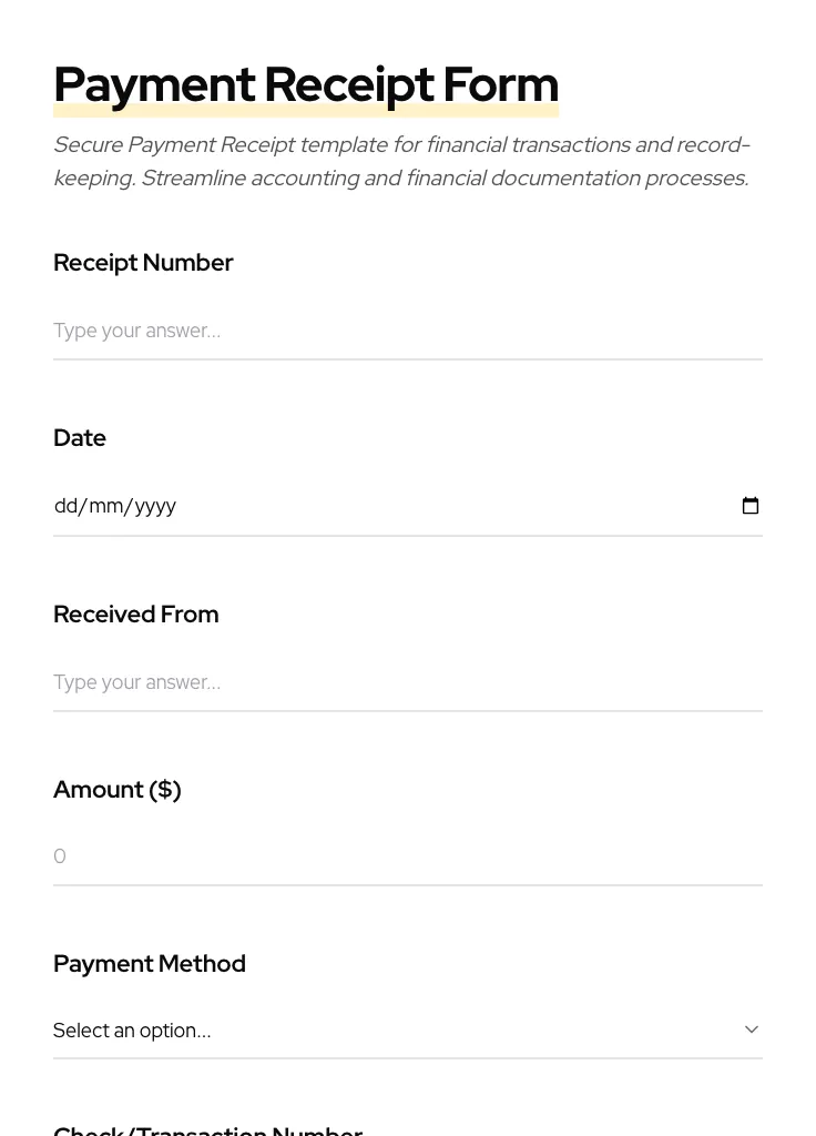Payment Receipt preview