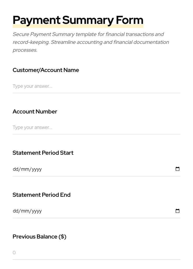 Payment Summary preview