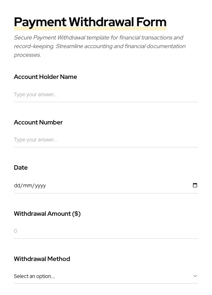 Payment Withdrawal preview