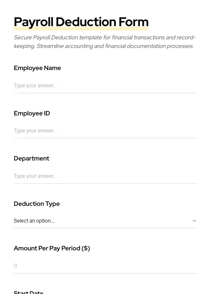 Payroll Deduction preview