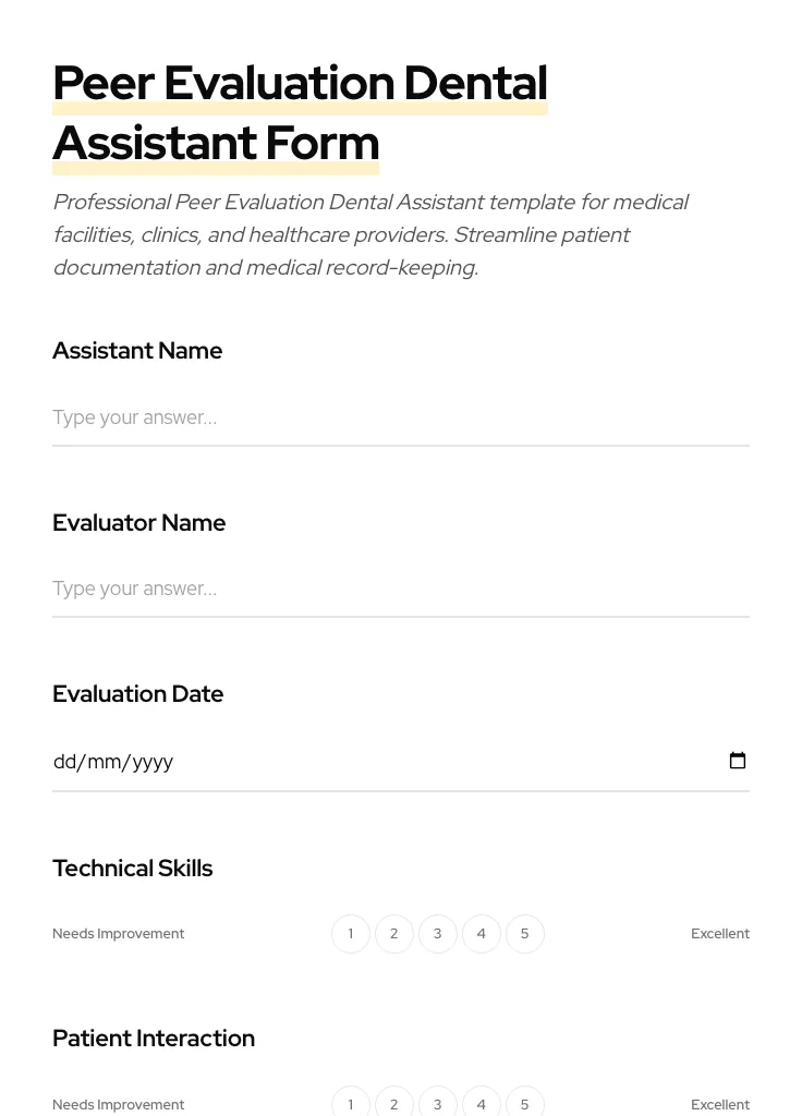 Peer Evaluation Dental Assistant preview
