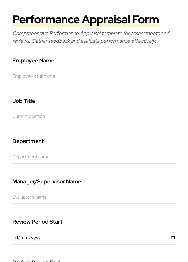 Performance Appraisal preview