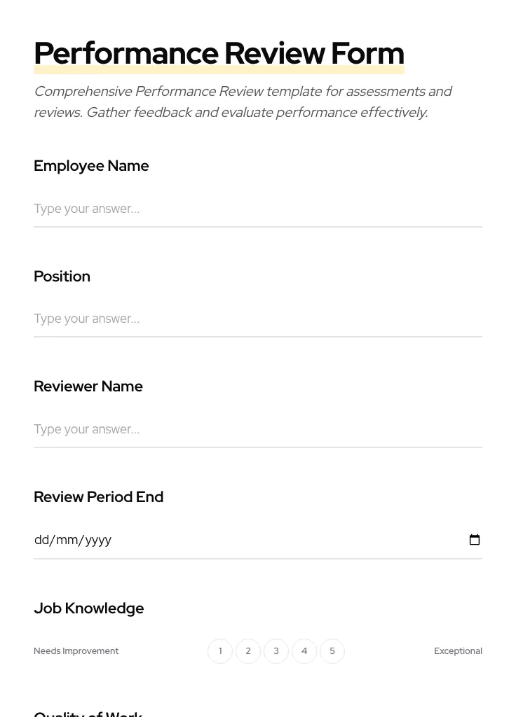 Performance Review preview