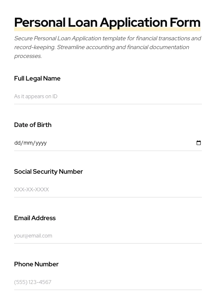 Personal Loan Application preview