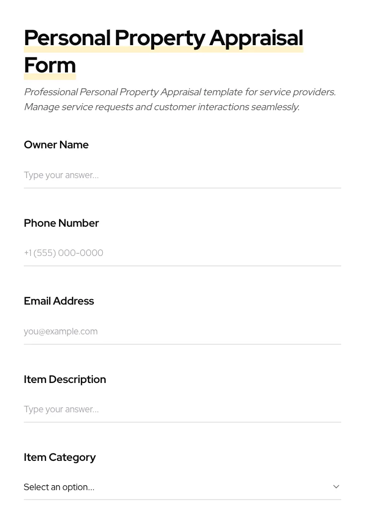 Personal Property Appraisal preview