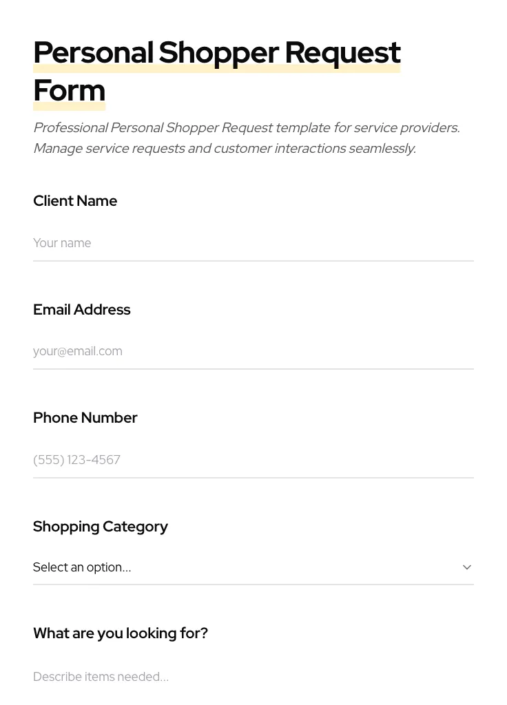 Personal Shopper Request preview