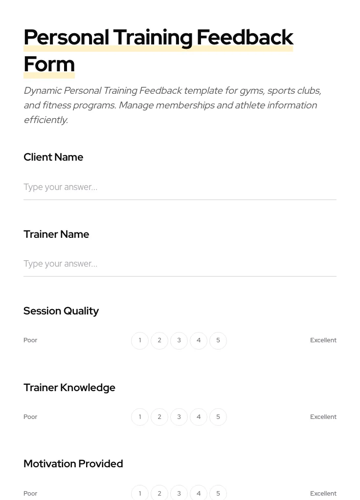 Personal Training Feedback preview
