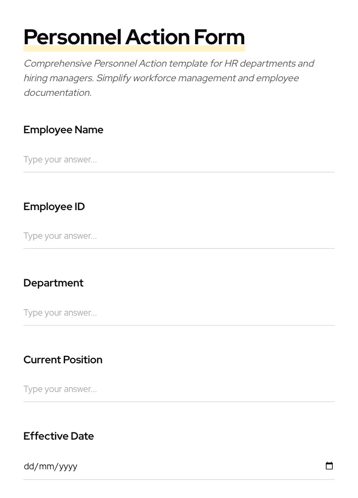 Personnel Action preview