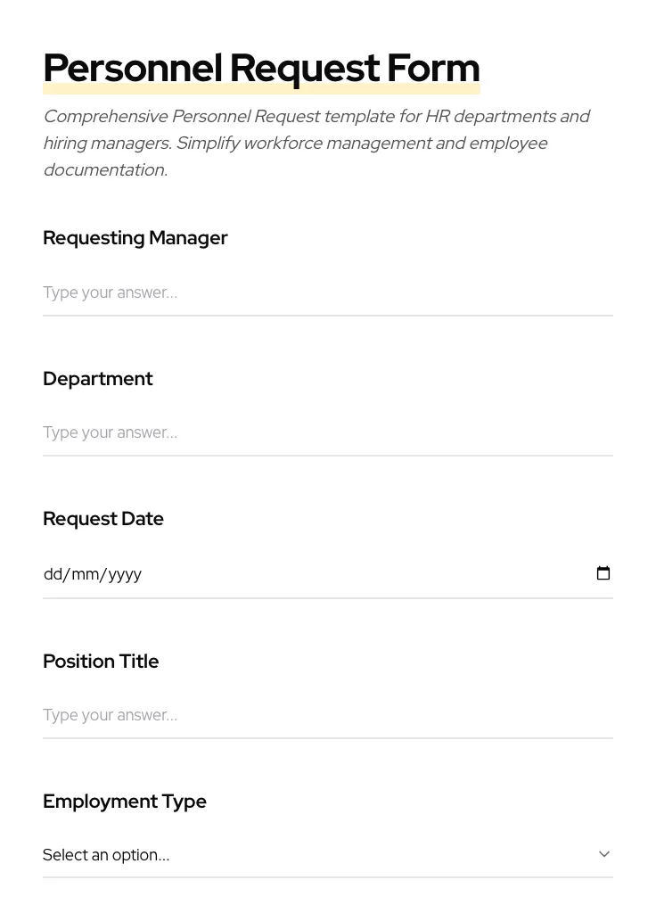 Personnel Request preview