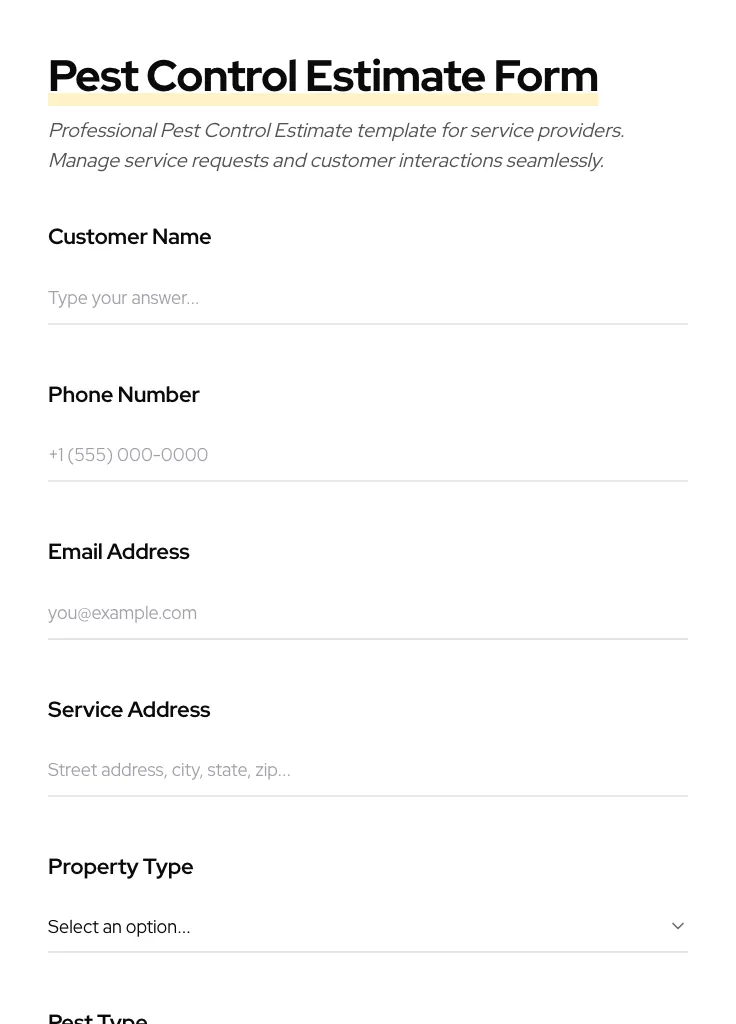 Pest Control Estimate preview