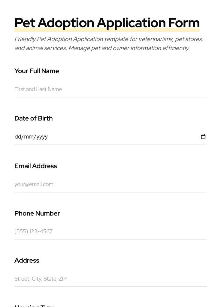 Pet Adoption Application preview