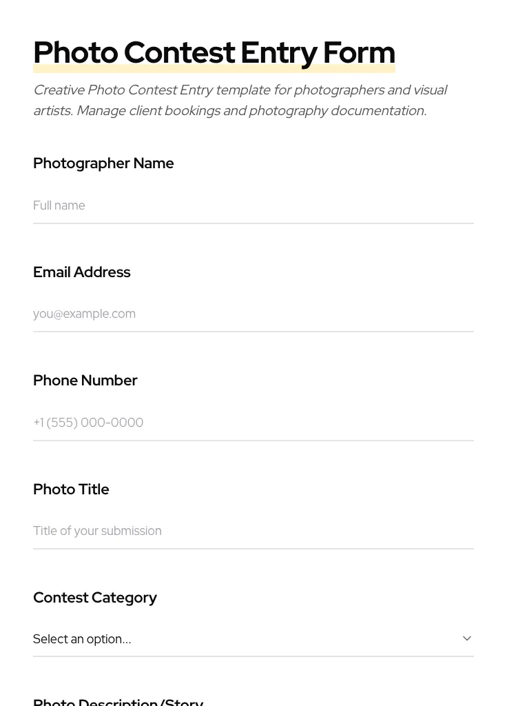 Photo Contest Entry preview